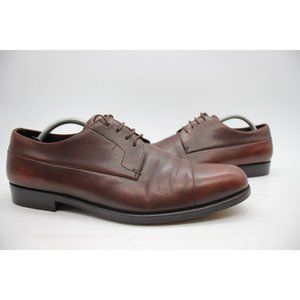 Prada Shoes Men's UK Size 8.5 2E Brown Leather Derby Cap Toe Lace-Up